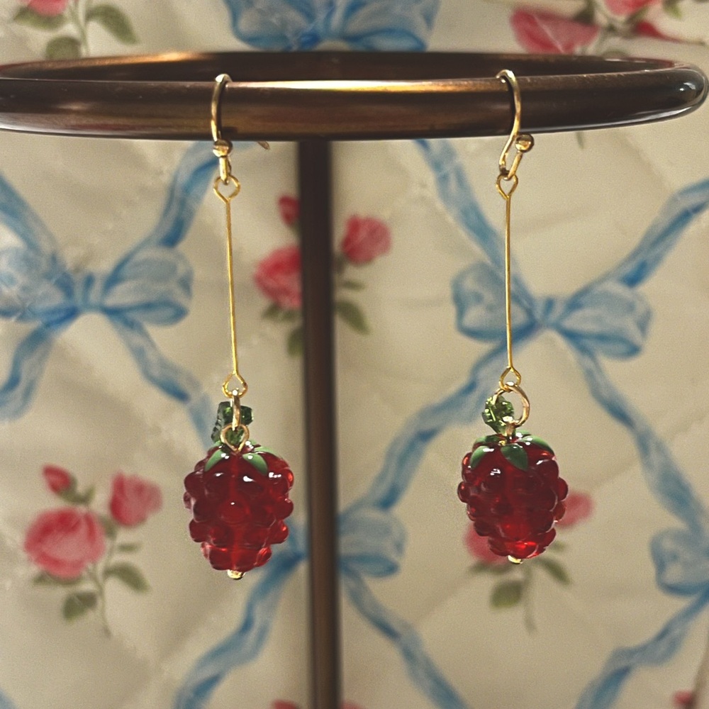 Raspberry Dangle Earrings